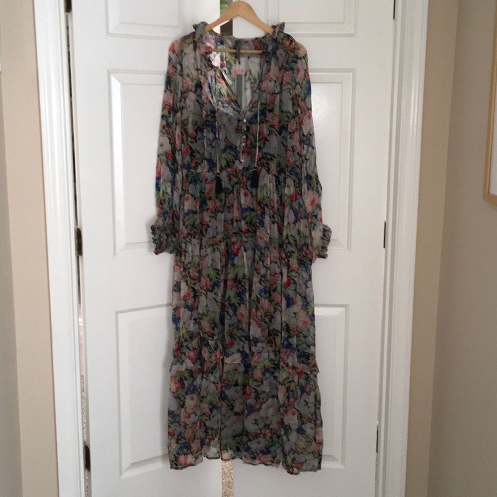 Anthropologie Floral Sheer Maxi Dress 1x